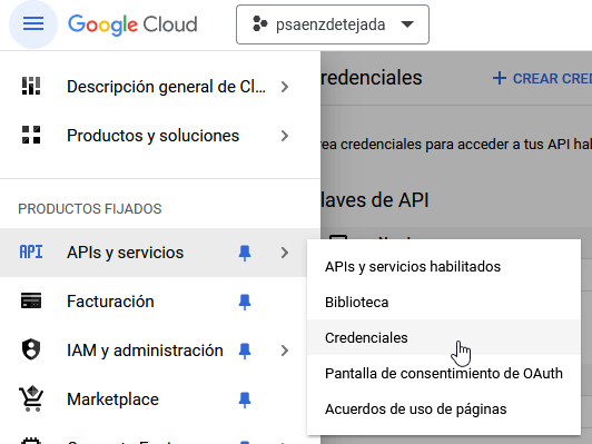 Credenciales de API en Google Cloud